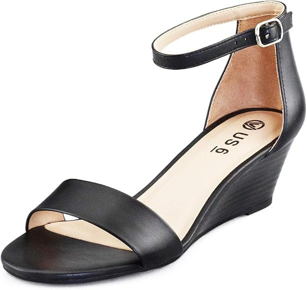 Wedge Heeled Sandals for Women Ankle Strap Heeled Shoes Classic Open Toe Summer Casual Wedding Sh... | Amazon (US)