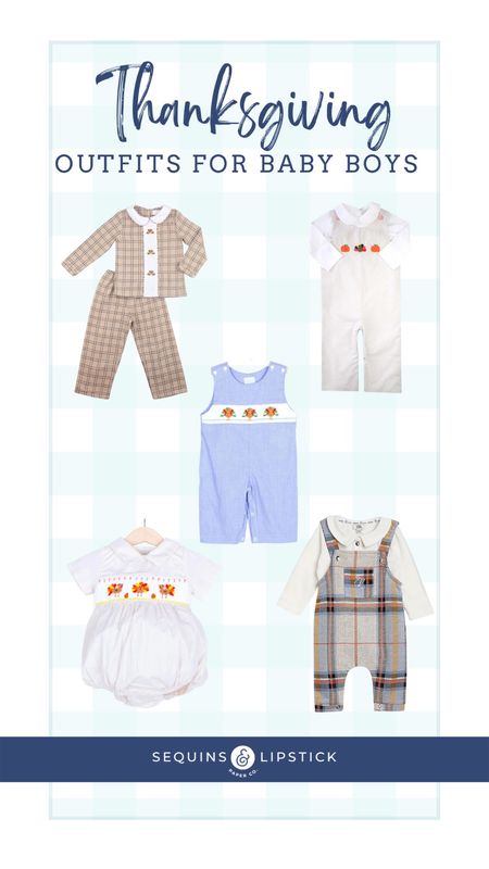Sweet baby boy Thanksgiving outfit inspiration. These sweet smocked sets are perfect for the holidays. 

#LTKHoliday #LTKkids #LTKSeasonal