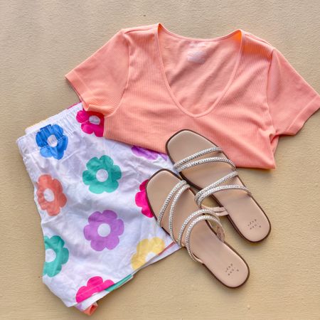 Target finds! These sandals  are a great dupe and this tee and shorts is the cutest pajama set ever! The top also looks cute with jean shorts. 
-
Target fashion - target pjs - target pajamas - womens summer fashion - summer sandals 

#LTKstyletip #LTKunder50 #LTKshoecrush