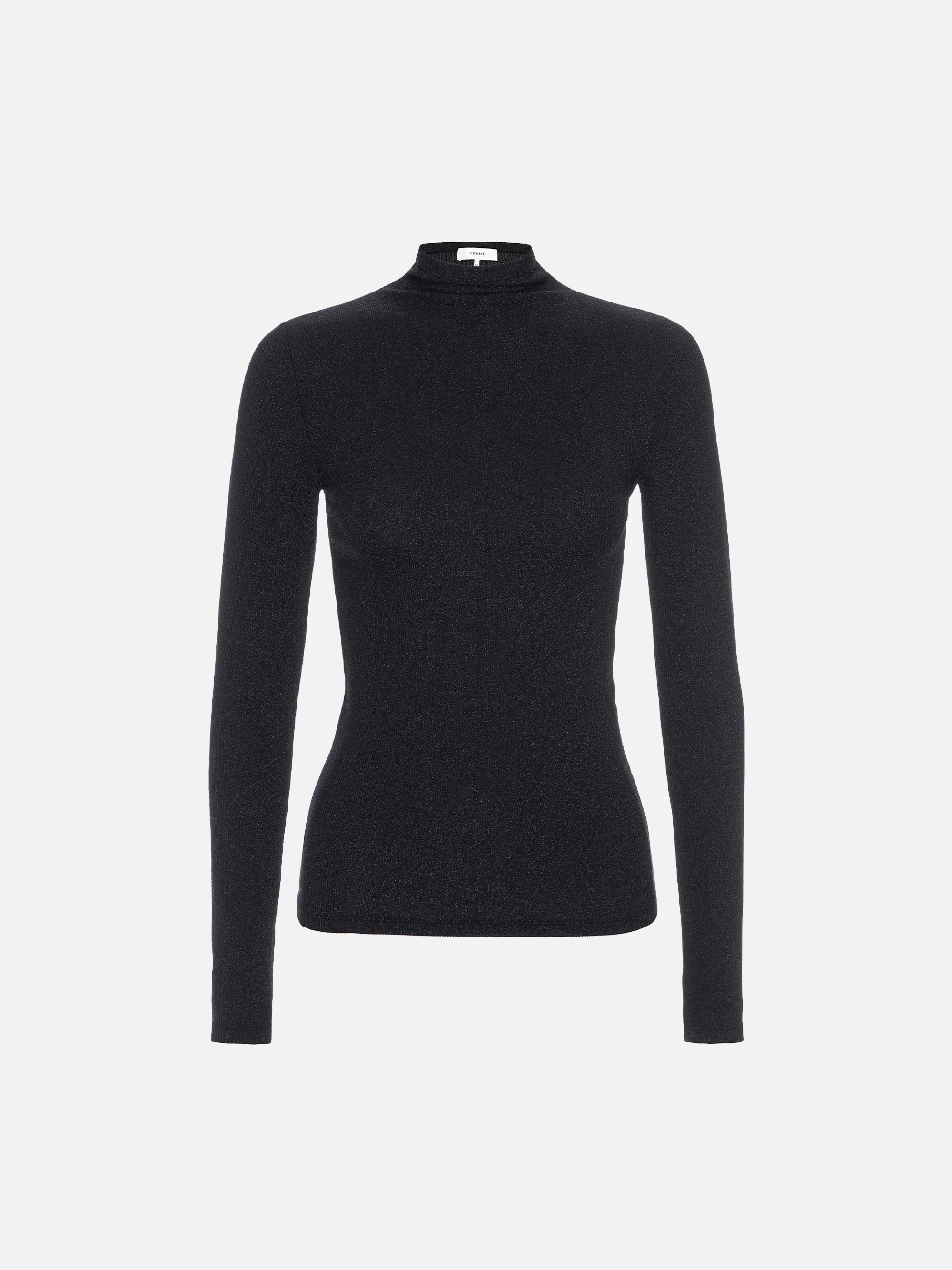 Lurex Turtleneck Top  in  Black | Frame Denim