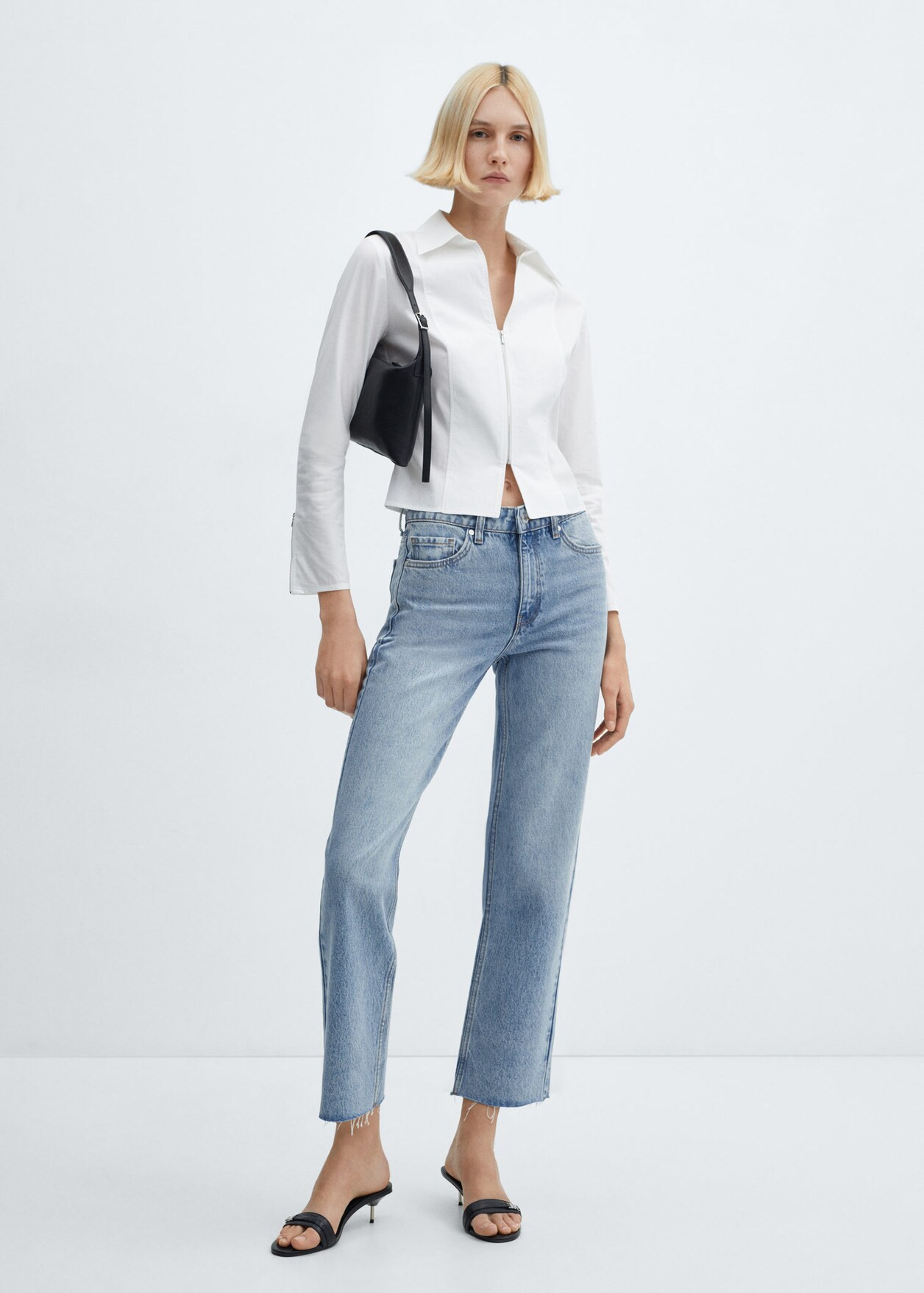 Straight-fit cropped jeans -  Women | Mango USA | MANGO (US)
