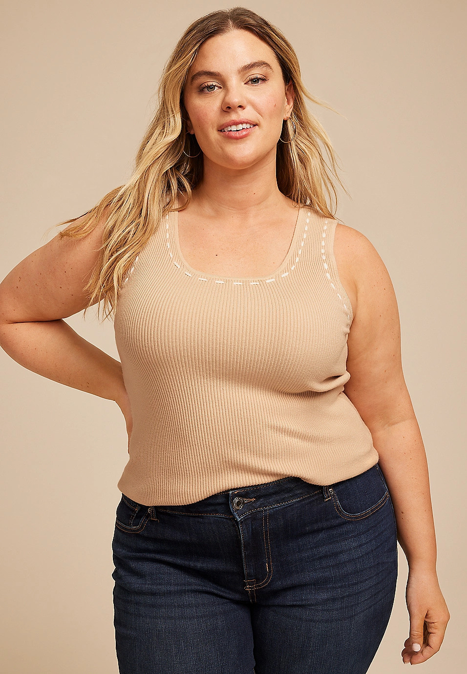 Plus Size Ribbed Stitch Tank Top | Maurices