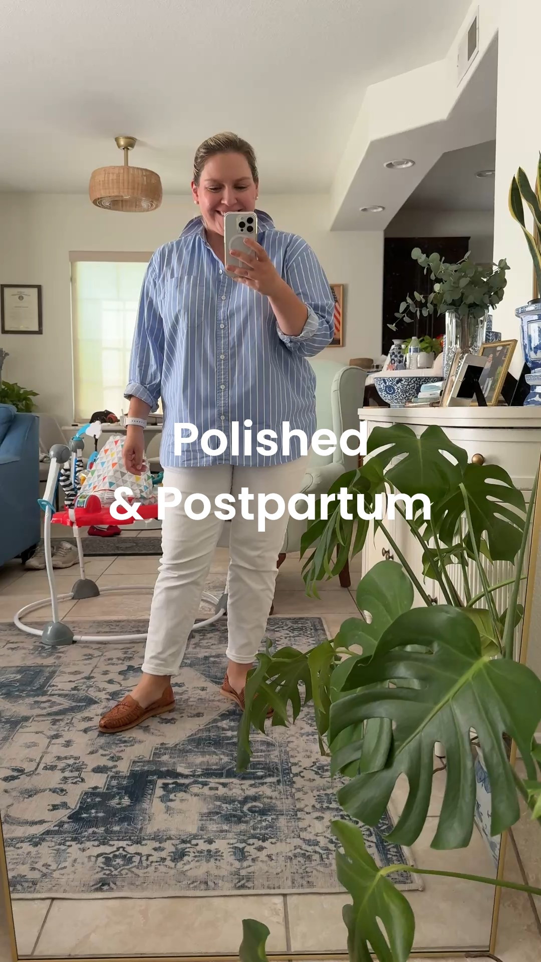 Boyfriend shirt + white jeans + huaraches = an easy postpartum outfit formula 

#LTKFindsUnder100 #LTKMidsize #LTKStyleTip