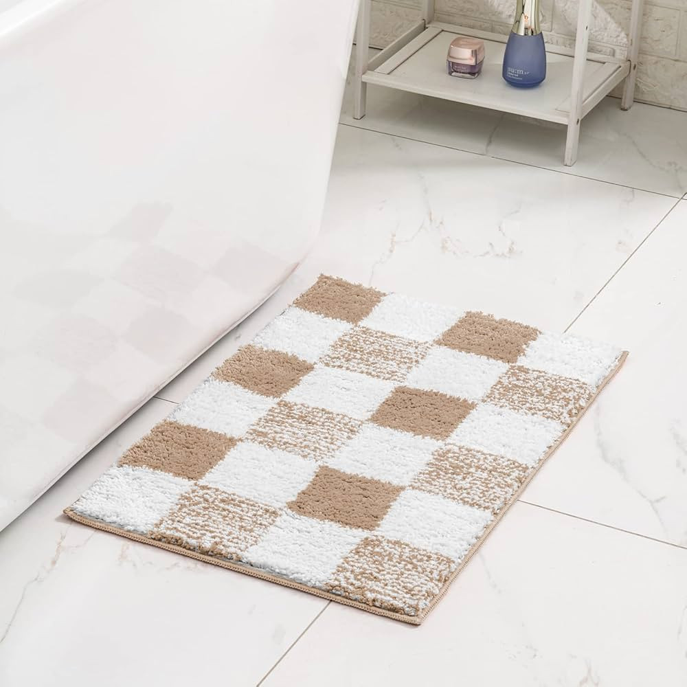 CozeCube Checkered Bath mats for Bathroom Non Slip, Plush Shaggy Bath Rugs for Bathroom Washable,... | Amazon (US)