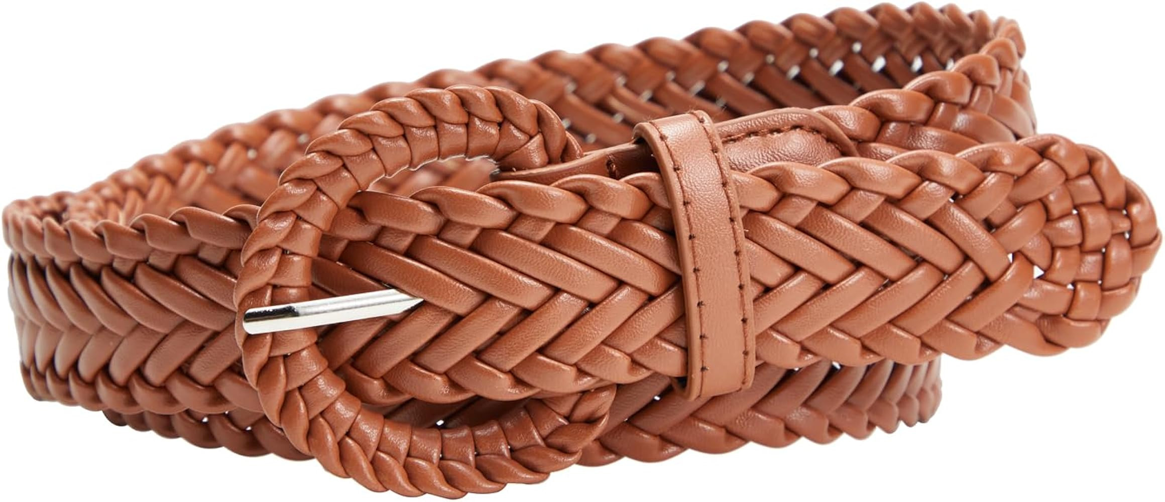 Woven Belts for Women Braided Leather Belt Wide Fashion Boho Waist Belt for Dresses Jeans Pants | Amazon (US)