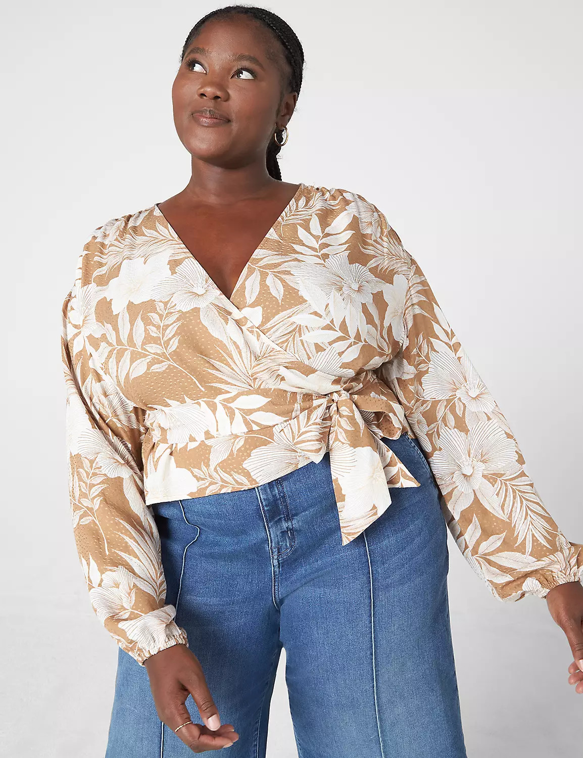 Classic Crop Long-Sleeve Full-Wrap Top | LaneBryant | Lane Bryant (US)