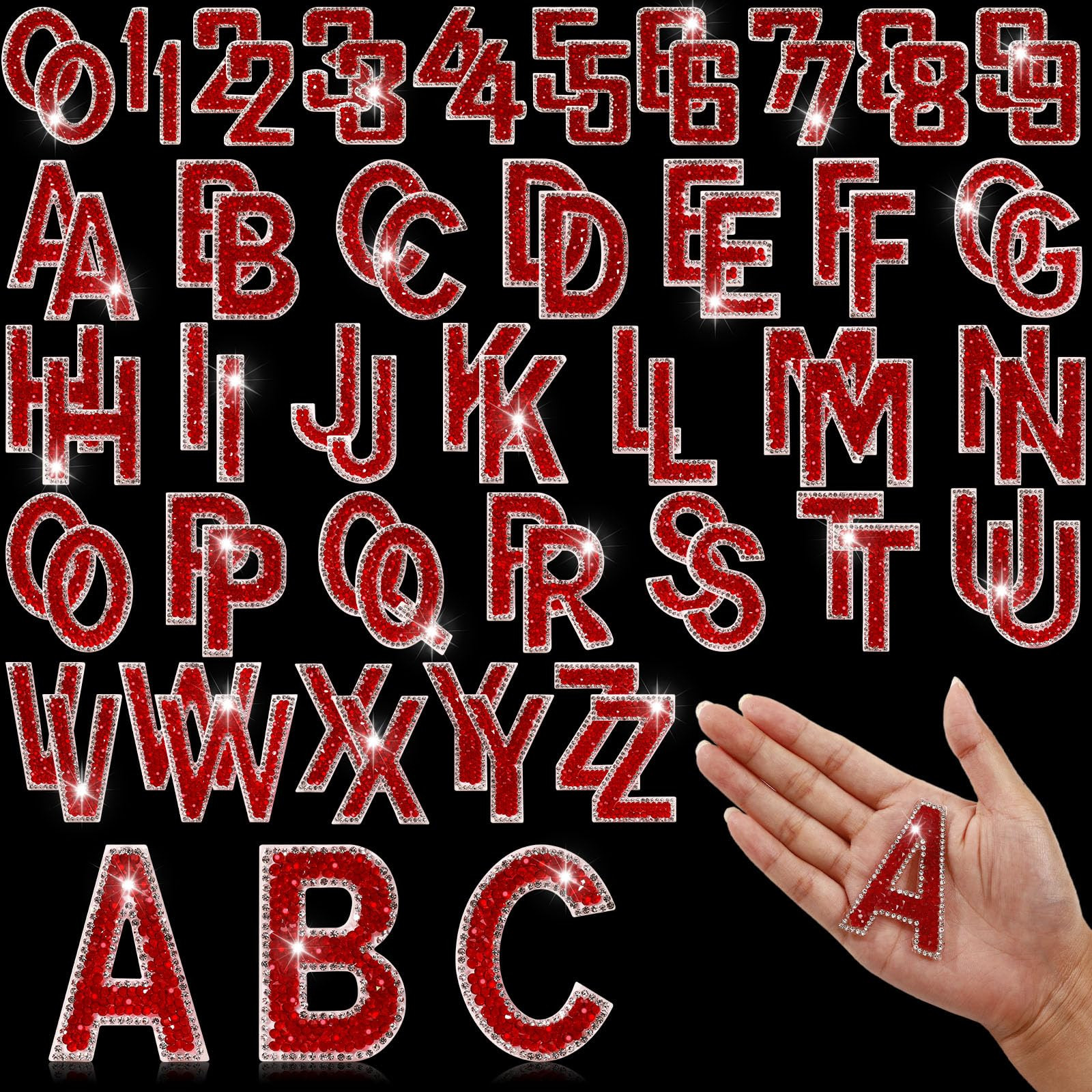 72 Pcs Rhinestone Letter Stickers - Crystal Alphabet A-Z & Number 0-9 Self-Adhesive Letter Patche... | Amazon (US)