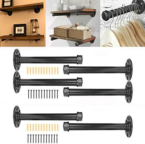 Industrial Pipe Shelf Brackets 12 Inch Set Of 6, Rustic Pipe Shelves Heavy Duty Wall Mounted Diy ... | Amazon (US)