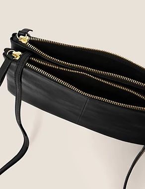 Leather Double Zip Cross Body Bag | M&S Collection | M&S | Marks & Spencer (UK)