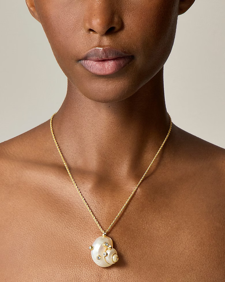 Seashell pendant necklace with crystals | J. Crew US