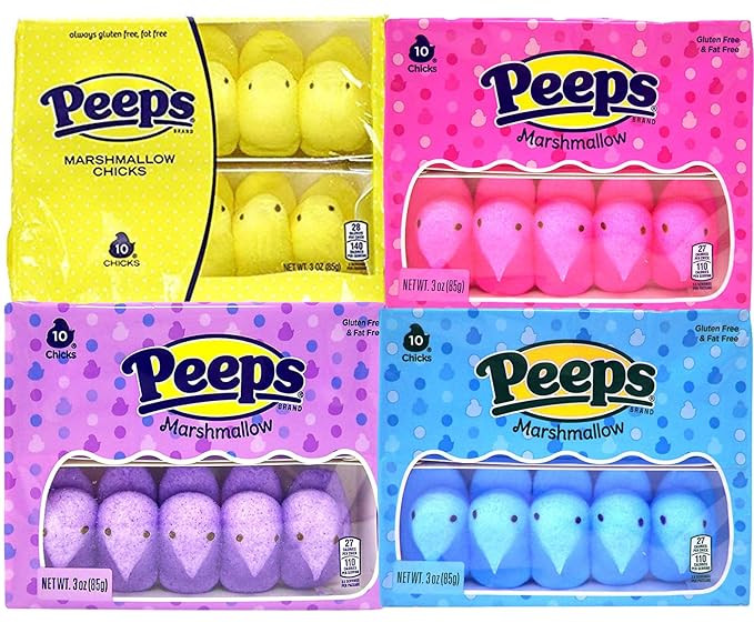 Peeps Marshmallow Candy, Chicks Variety Pack, 4 Packs, 40 Chickens Total, Multi-Colored | Amazon (US)