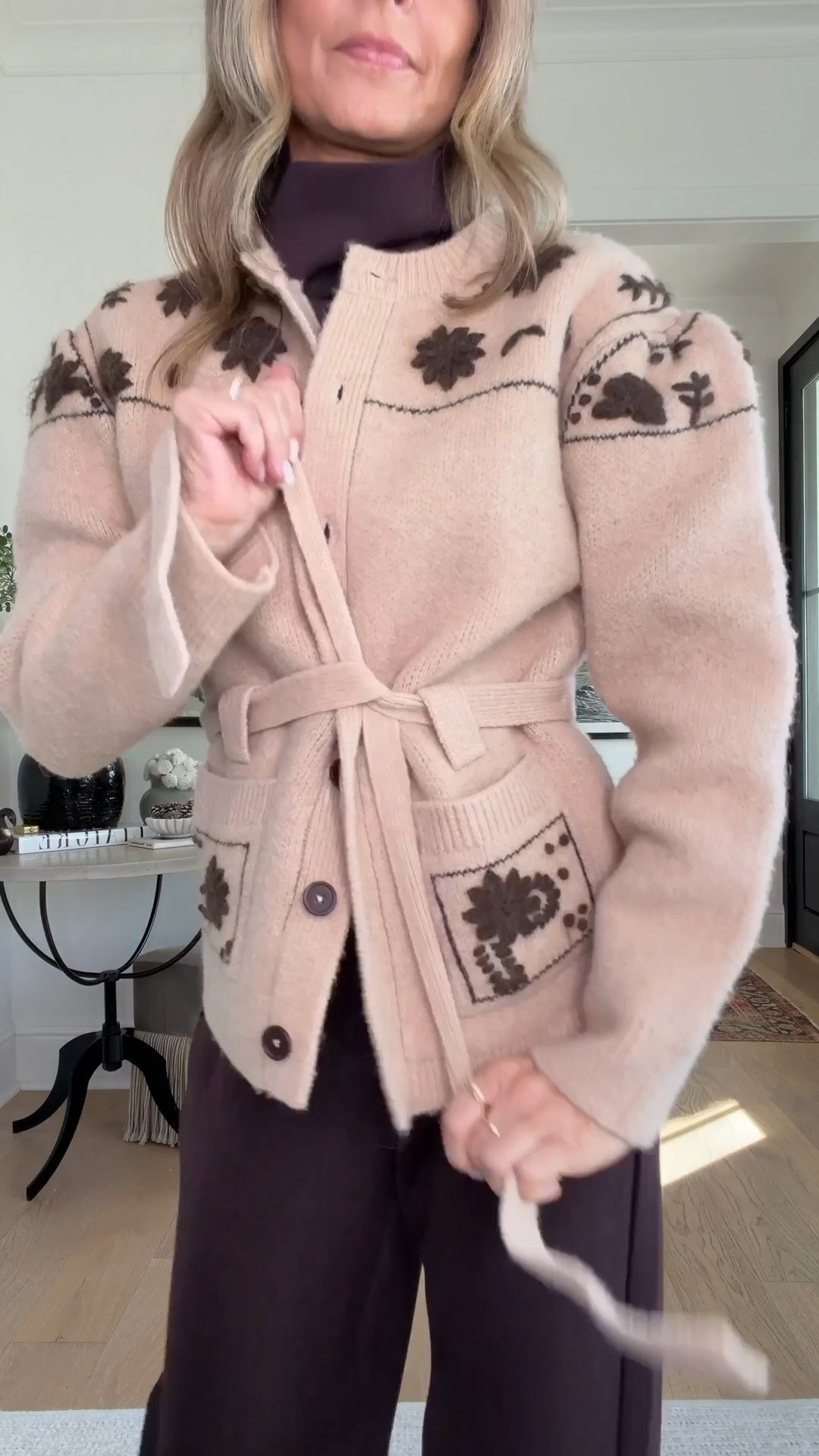 -Zara floral tie cardigan back in stock. Wearing Small
-Spanx turtleneck sz S 
-Spanx slim straight leg sz XS Reg length Code Fashionedlifexspanx fit new customers. 
-Target loafers TTS 



#LTKgrwm #LTKOver40 #LTKootd