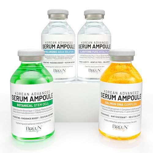 BRÜUN Advance Microneedling Korean Serum - 4 Different Booster Ampule Kit for Face and Body Including (AC + SC + SD + HY Control Serums) – Use with or without Dr Pen | Amazon (US)