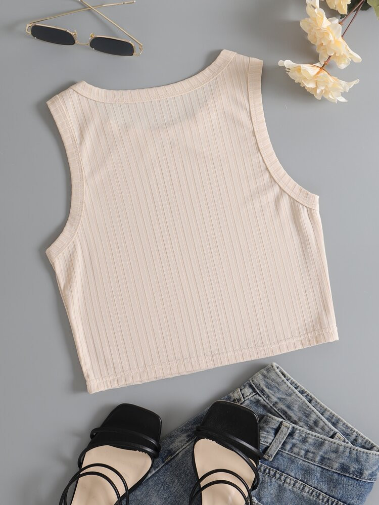 Solid Rib Knit Tank Top | SHEIN