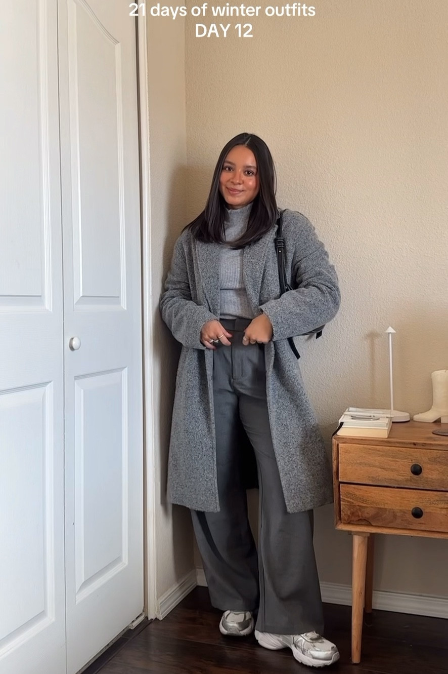 cozy + comfy outfit❄️ — (top in size x-small + bottoms in size small + coat from Zara) — bag is Polene numero dix, linked a dupe👜

#LTKStyleTip #LTKHoliday #LTKSeasonal