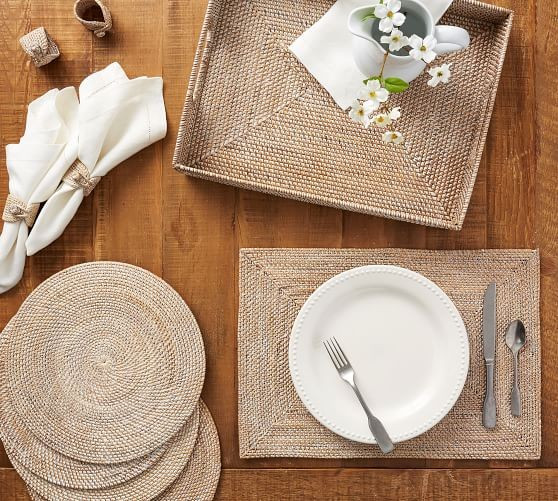 Tava Rattan Serveware Collection | Pottery Barn (US)