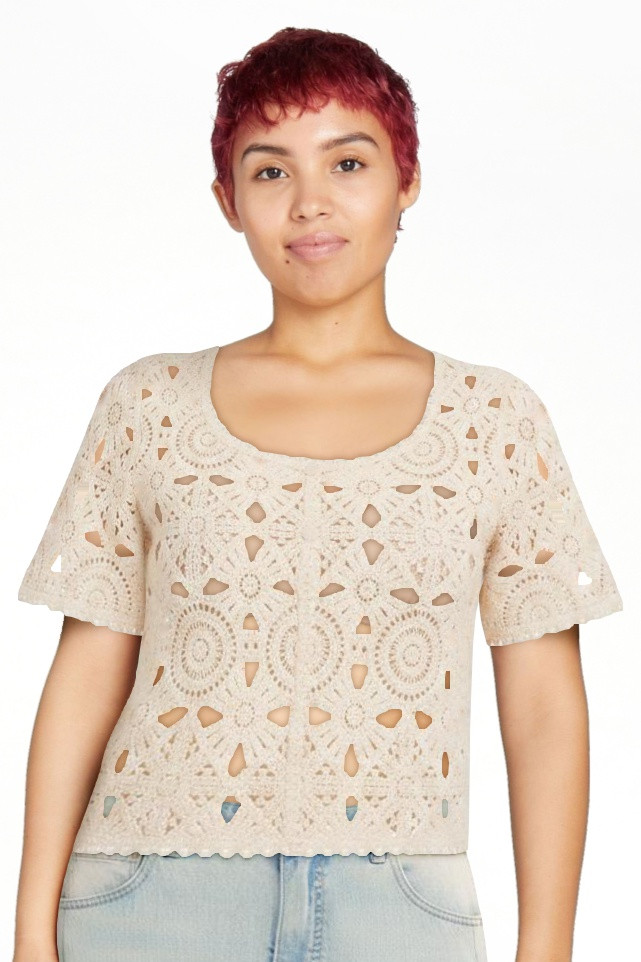 Jessica Simpson Women's Quincy Crochet Tee, Sizes XS-XL | Walmart (US)