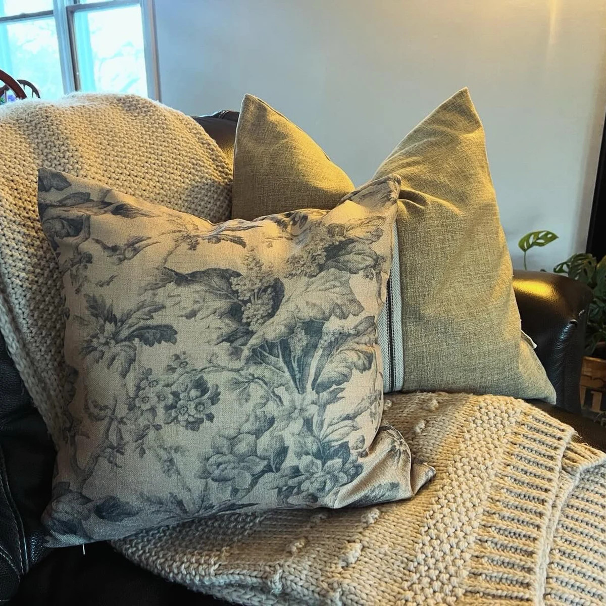 Rowynn Pillow Cover, Vintage Floral, Navy and Tan, Designer, Bohemian Eclectic, Linen, Beautiful ... | Etsy (Global)