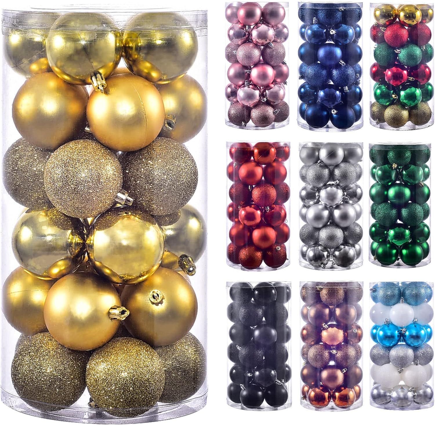 Christmas Ball Ornaments, 60mm/2.36" x 30 Pack Shatterproof Plastic Grinch Halloween Bulbs Decora... | Amazon (US)