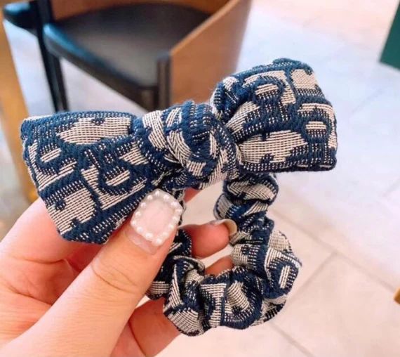 Fashion Blue and White Hair Scrunchies Girls/Women | Etsy (US)