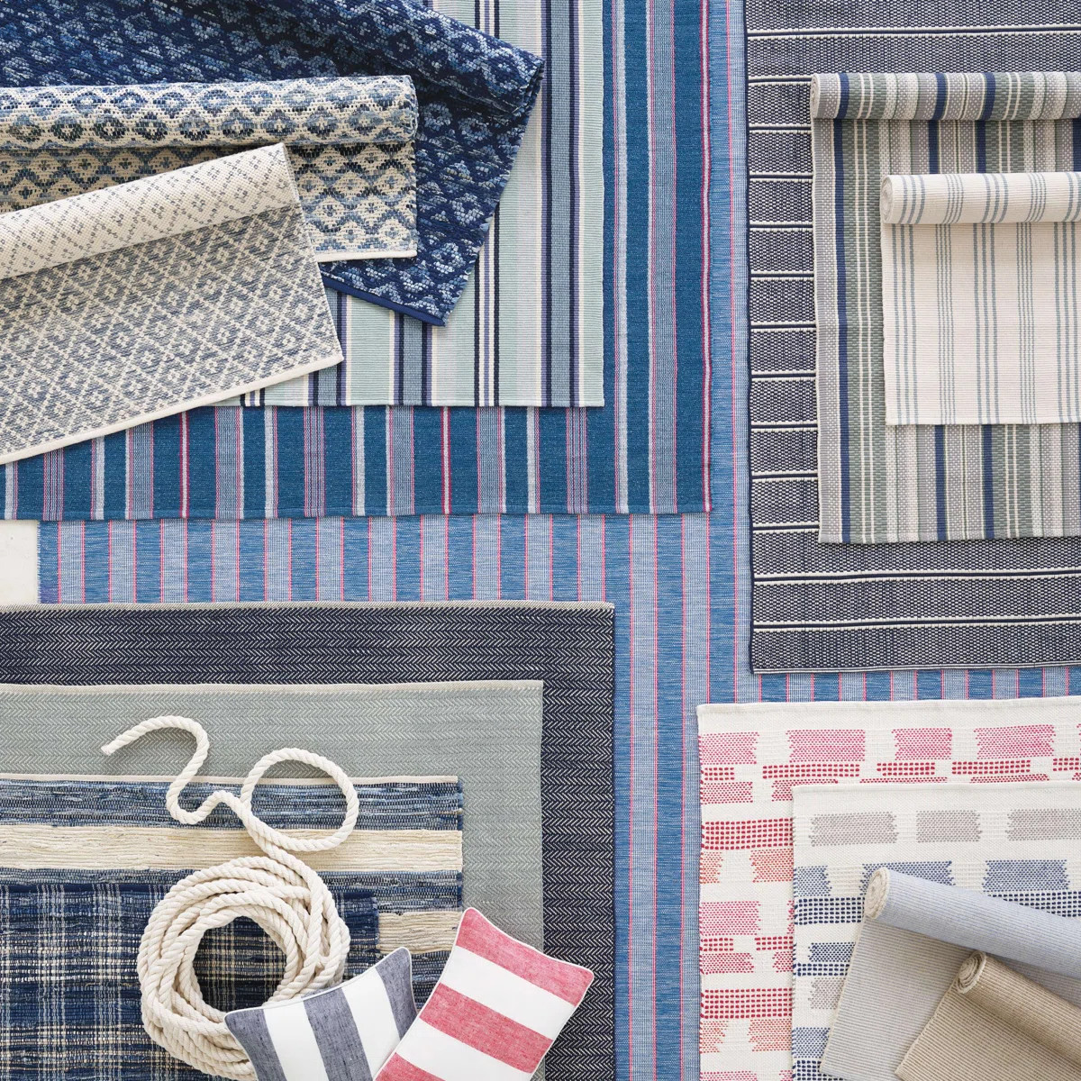 Camden Stripe Denim Handwoven Cotton Rug | Wayfair North America