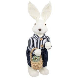 19" Navy Blue Standing Girl Bunny with Basket Easter Figure By Northlight in White/Navy Blue | 19" x 5.75" x 8" | Michaels® | Michaels Stores