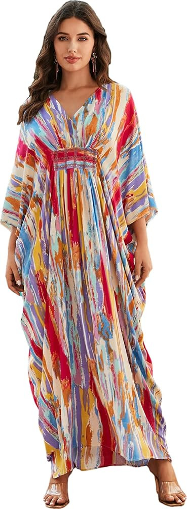 RanRui Women Beach Cover up Caftan Loungewear Swimsuit Cover Up Kaftan Dress | Amazon (US)