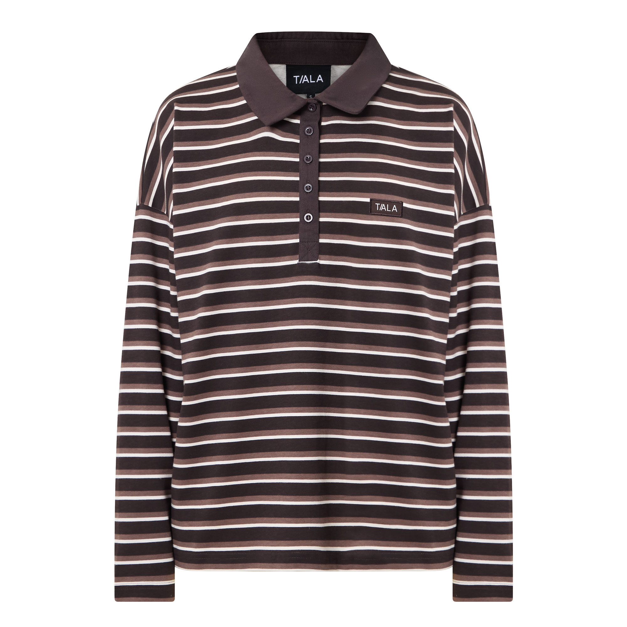 TALA Striped Logo Rugby Top - Mocha Brown | Brown Thomas (IE)