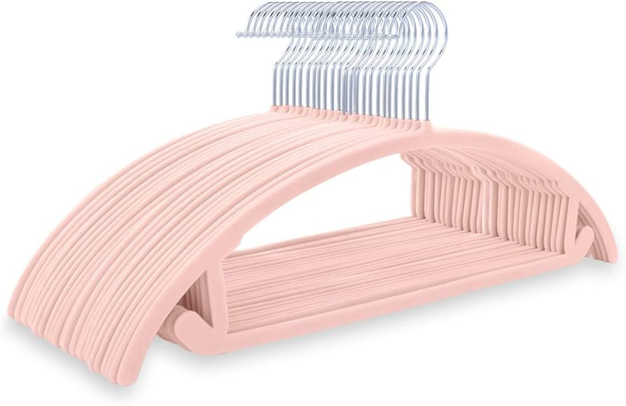 MIZGI Premium Velvet Hangers 30 Pack Heavyduty- Non Slip No Shoulder Bump Suit Hanger - Chrome Ho... | Amazon (US)