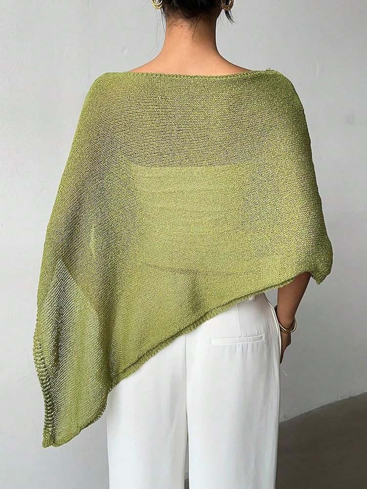 GORGLITTER Women's Poncho Tops Sheer Shawl Cape Top Lightweight Sweater | Amazon (US)