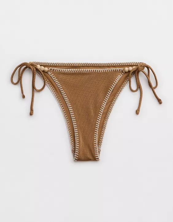Aerie Shine Pique Cheekiest Tie Bikini Bottom | Aerie