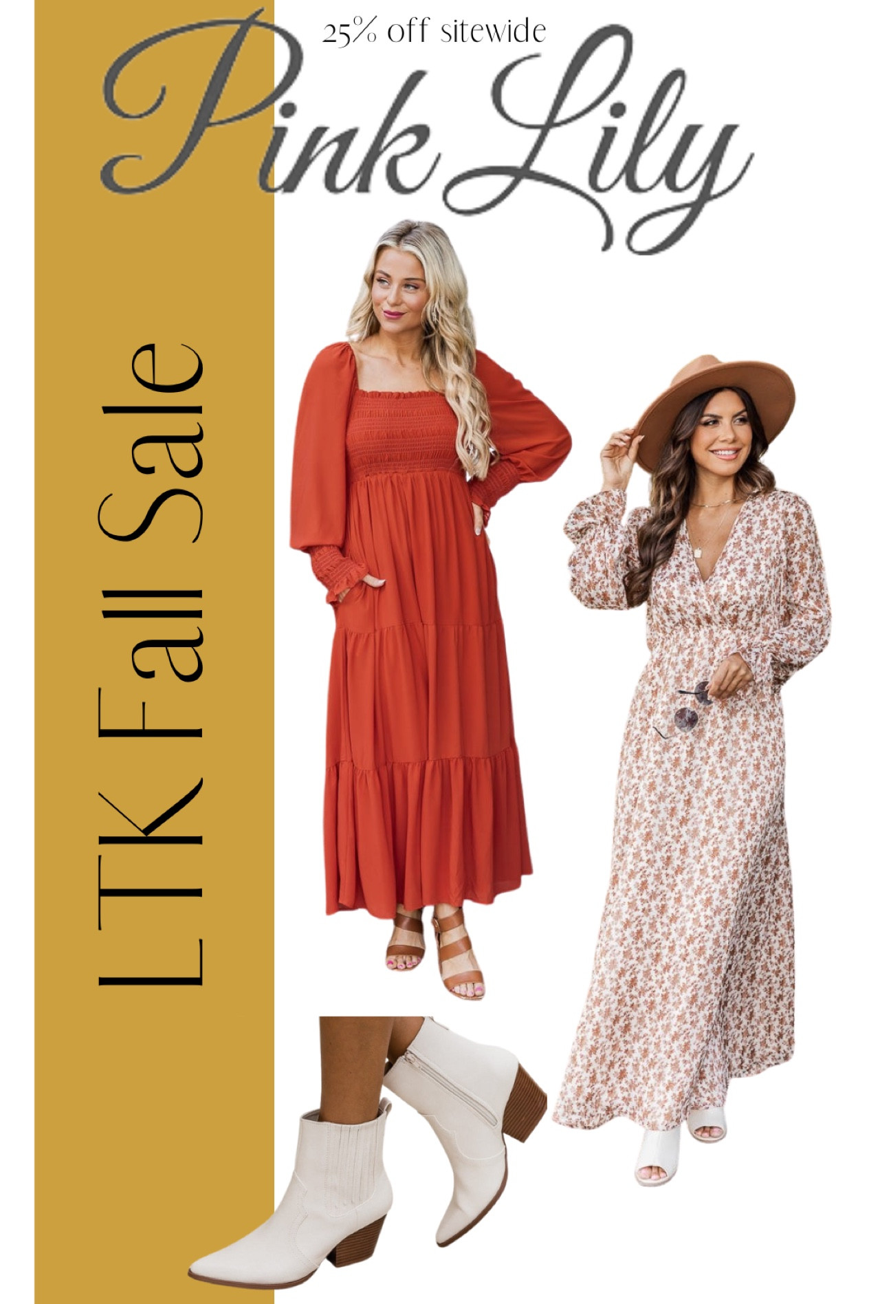 Pink Lily is 25% off SITEWIDE for the LTK Sale!! Today-Sept 20, exclusively in the LTK app.

Pink Lily, dresses, bridesmaid dresses, wedding guest, plus size, evening dress, casual dresses, night out, wedding guest dress, party dress, boots, trending, white boots, cowboy boots, booties, white booties, fall style

#LTKwedding #LTKSale #LTKsalealert