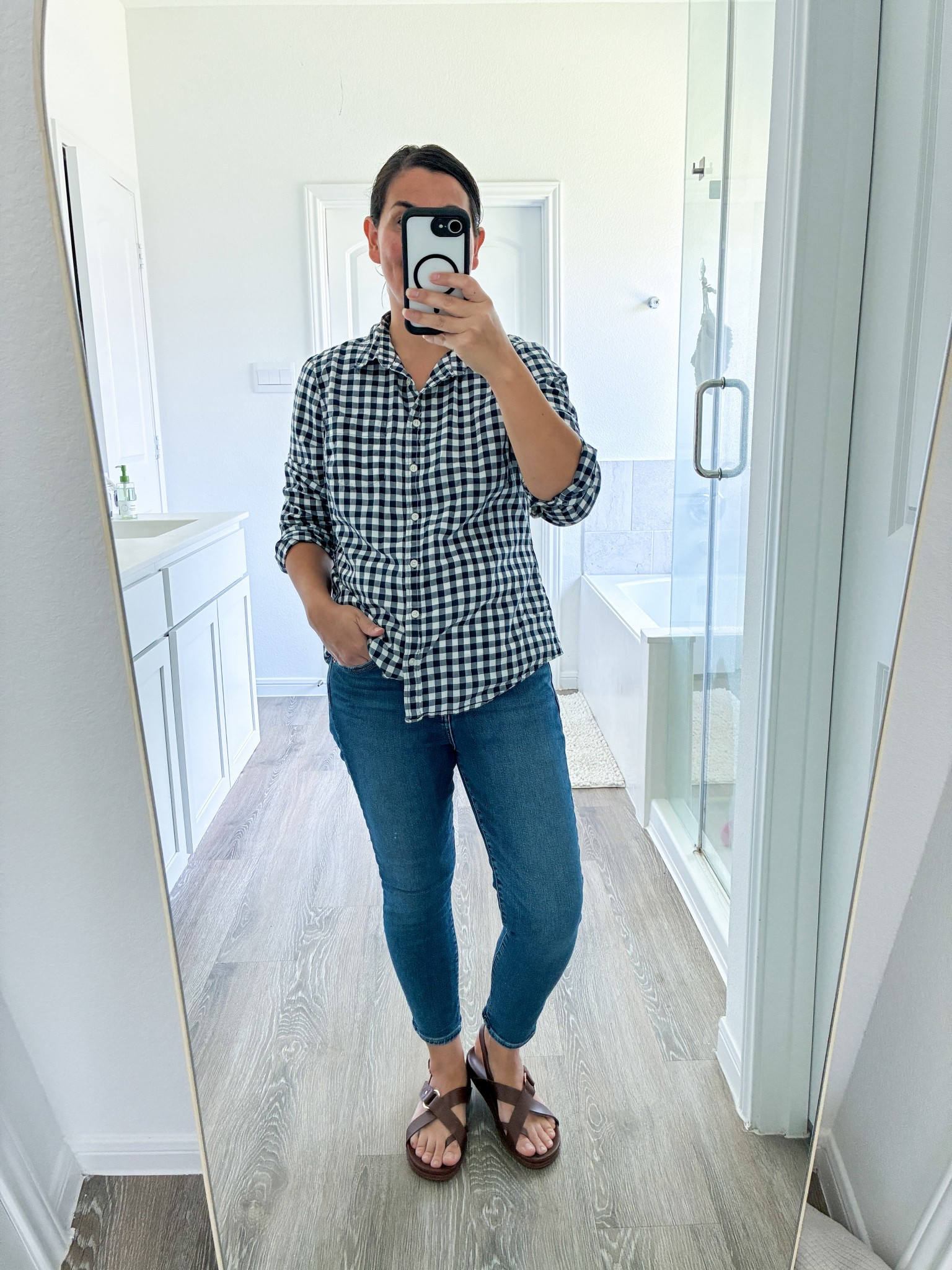 I love a good button up shirt and a pair of blue jeans. Jeans are size 28 petite. Shirt is Medium.

#LTKPetite