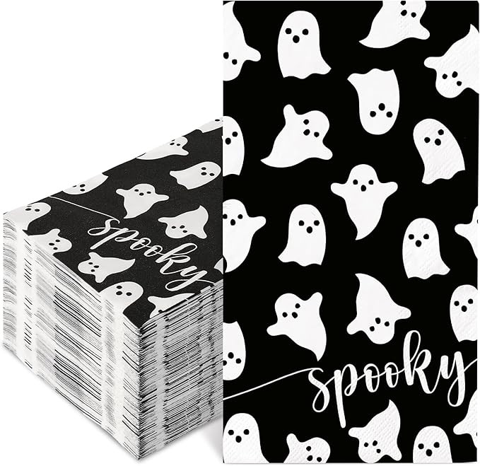 100Pcs Halloween Guest Napkin Spooky Ghost Paper Napkin Decorative Dinner Hand Napkin for Birthda... | Amazon (US)