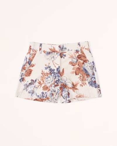 Mid Rise Linen-Blend Tailored Short | Abercrombie & Fitch (US)