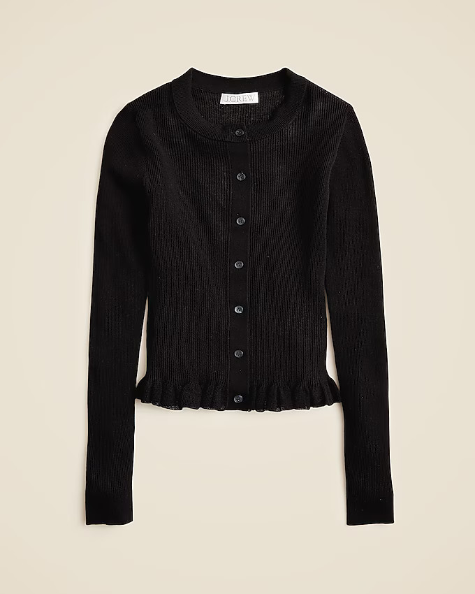 Ruffle-trim cotton gauze cardigan | J. Crew US