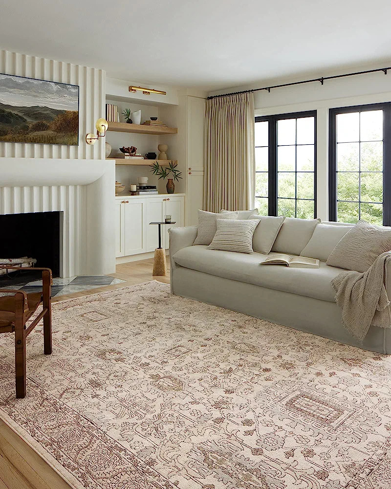 Loloi II Teagan Collection TEA-03 Ivory / Sand 6'-7" x 9'-2", .25" Thick, Area Rug, Soft, Durable... | Amazon (US)