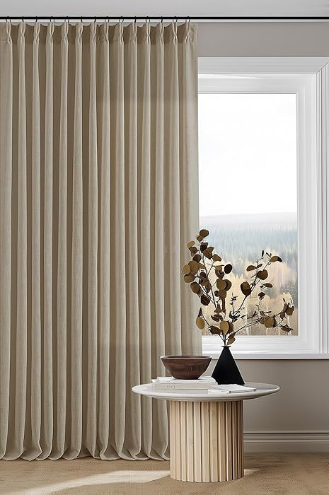 Extra Long Pinch Pleated Linen 108 Inch Curtains 2 Panels Set for Living Room Bedroom Farmhouse T... | Amazon (US)