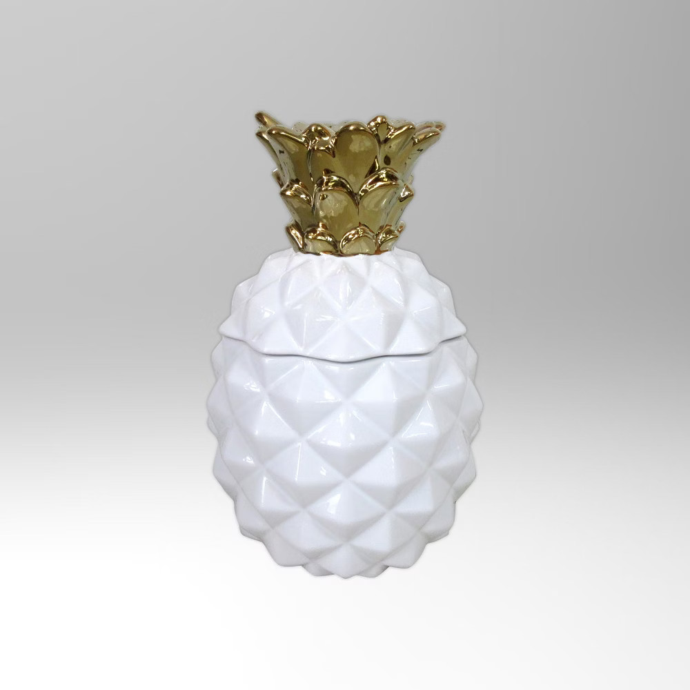 Stoneware Pineapple Cookie/Candy Jar 43oz White/Gold - Threshold | Target