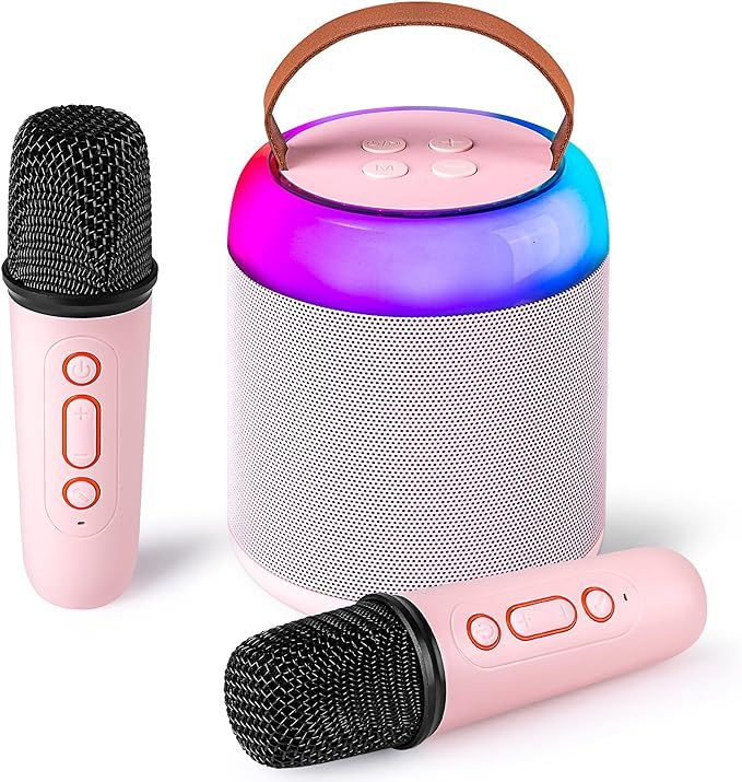 Mini Karaoke Machine with 2 Wireless Microphones for Kids Adults, Portable Bluetooth Speaker Toy ... | Amazon (US)