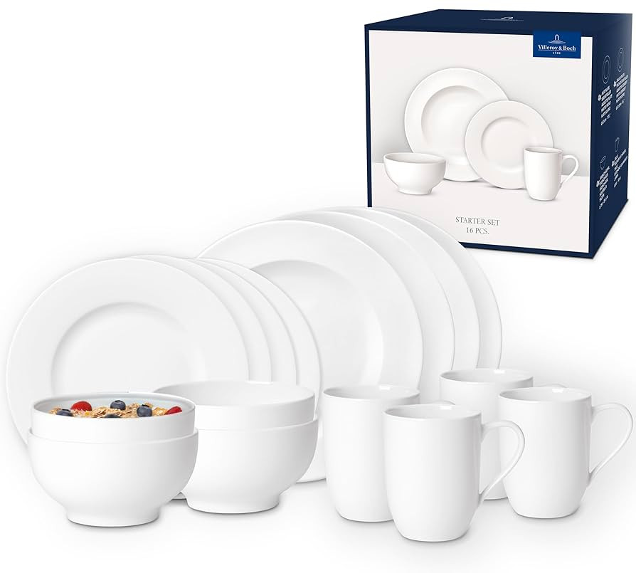 Villeroy & Boch – For Me Starter-Set 16 Teilig Für 4 Personen, Geschirrset Weiß, Kombiservice... | Amazon (DE)
