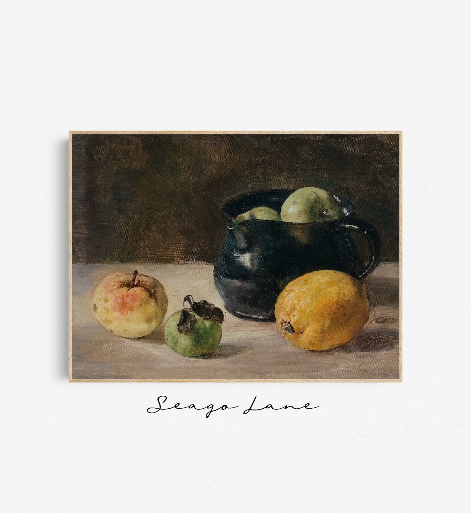 Vintage Still Life Lemon, apples | Vintage Wall Art Digital Printable | Moody, rich, dark still l... | Etsy (US)