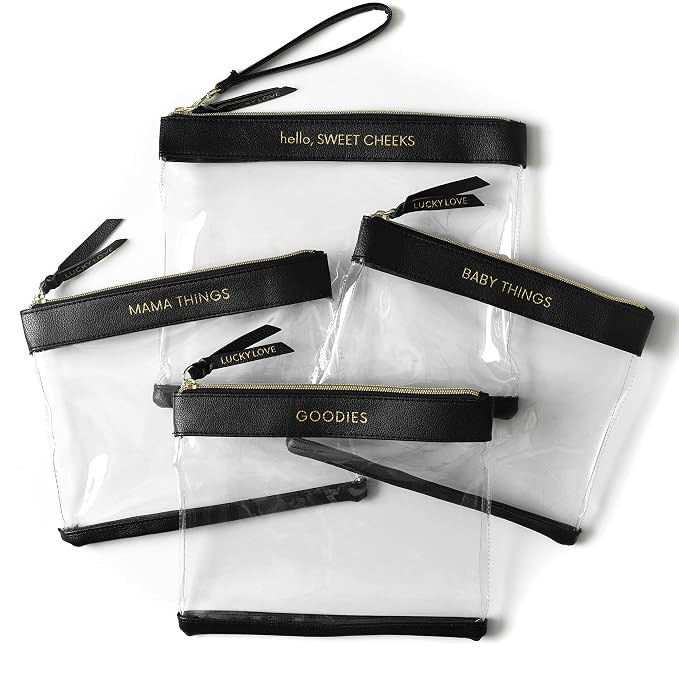 Diaper Bag Organizing Pouches | Set of 4 Including Diaper Clutch | Dry Wet Bag (Black & Clear) | Amazon (US)