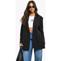 Womens Woven Tailored Oversized Blazer - Black - 16, Black | Boohoo.com (UK & IE)