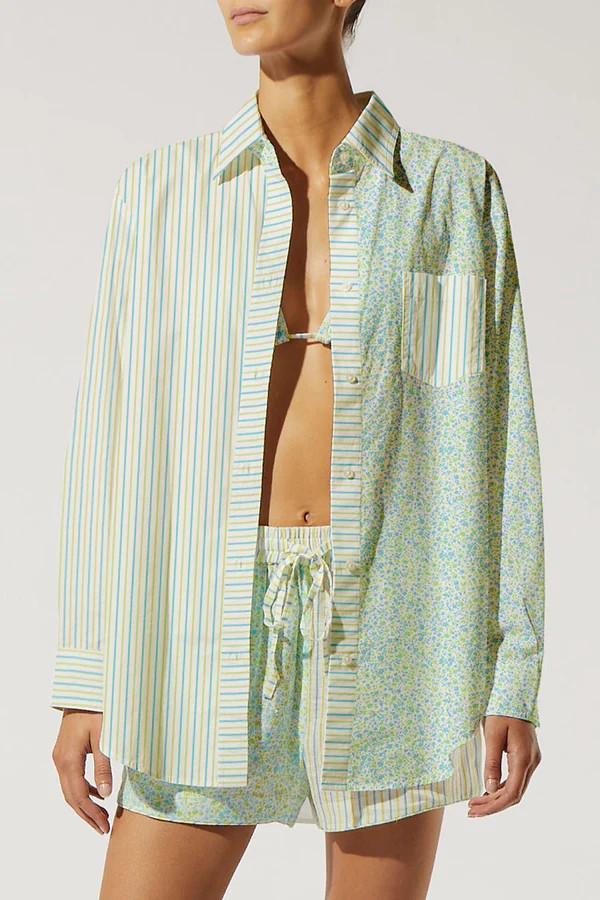 The Oxford Tunic Painted Ditsy Floral and Multi Pinstripe | Solid & Striped