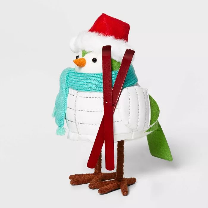 Bird with White Puffer Jacket & Santa Hat Decorative Figurine - Wondershop™ | Target