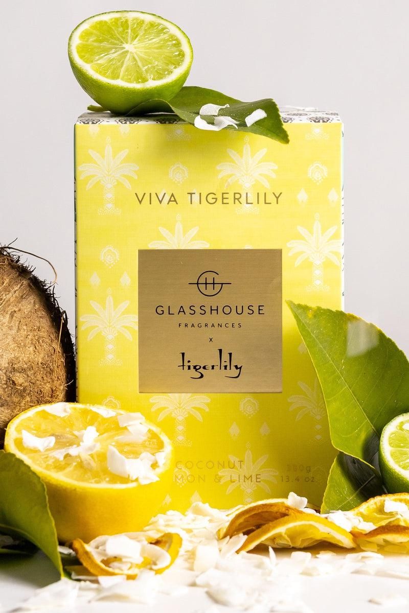 Glasshouse x Tigerlily Viva Tigerlily Candle - Coconut, Lemon & Lime | Tigerlily