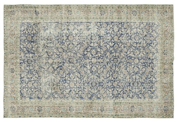 7x10 Oriental Rug / Blue Vintage Area Rug / Wool Carpet / - Etsy | Etsy (US)