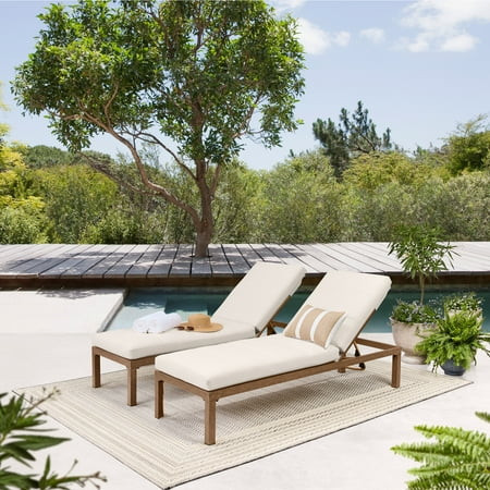 Better Homes and Gardens Marlow Chaise Lounge Chairs, Adjustable Back, Creme | Walmart (US)