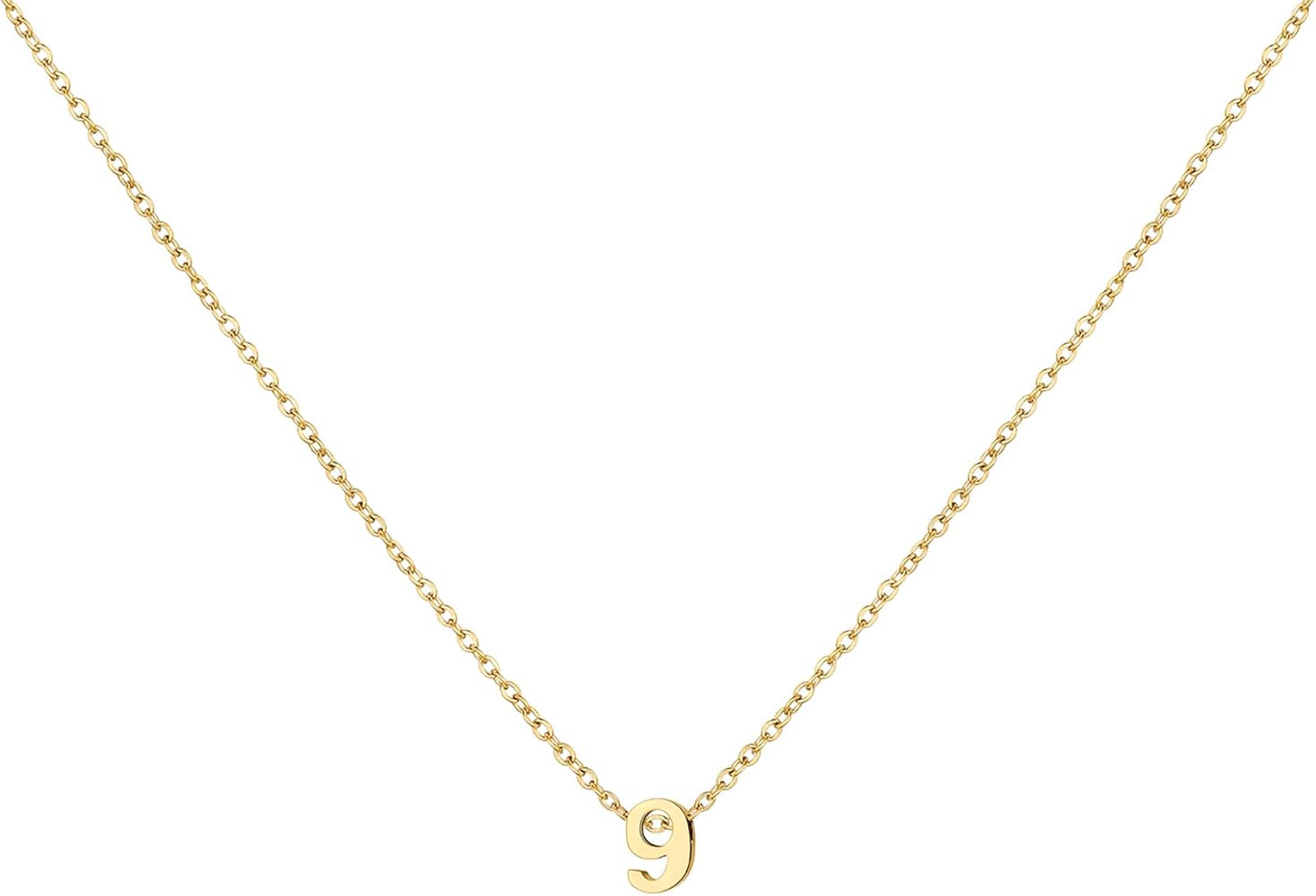 Gold Number Necklace for Women 18K Gold Plated Dainty Charm Birth Month Cute Pendant Choker Neckl... | Amazon (US)